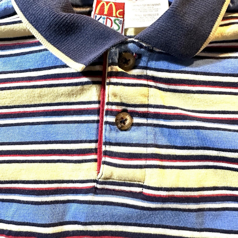 Vintage 90s McKids Polo Shirt Size 12 Month Toddler Boy Striped - Picture 3 of 7